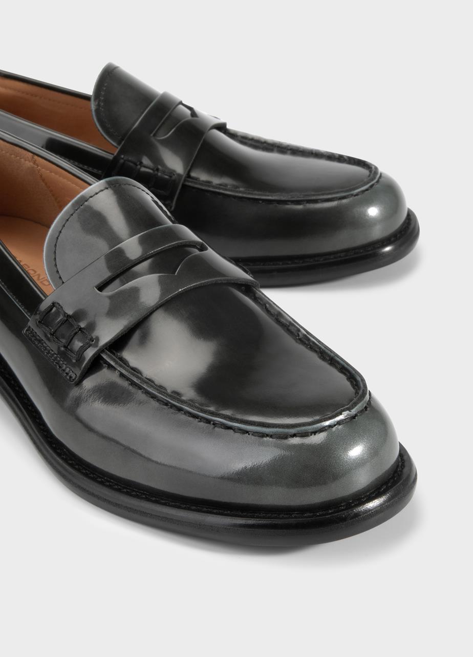 Linn mocassini Grigio Scuro pelle lucida