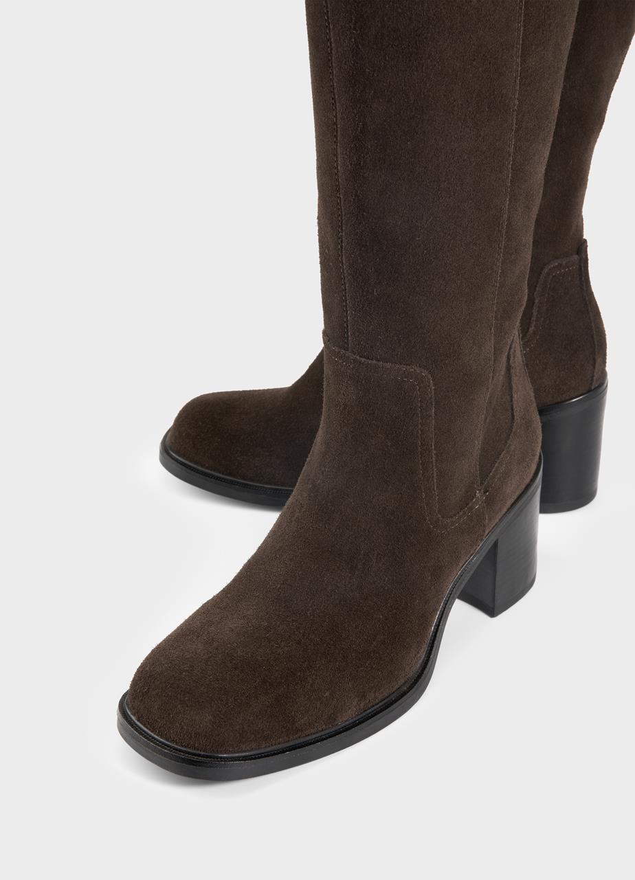 Meryl tall boots Dark Brown suede