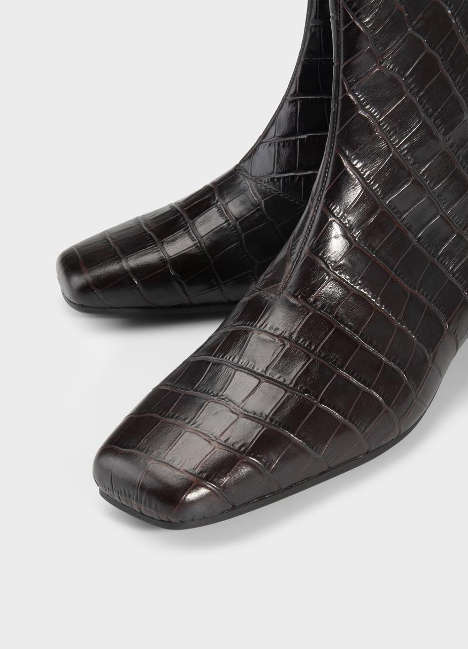 Mona ankle boots Brown embossed leather