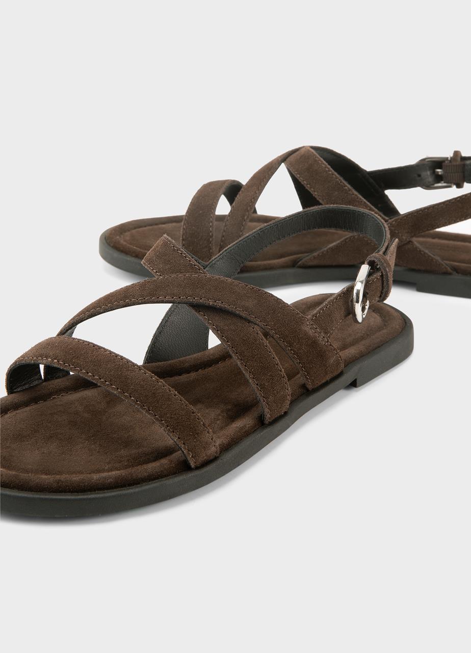 Zaida sandalen Dunkelbraun, Veloursleder