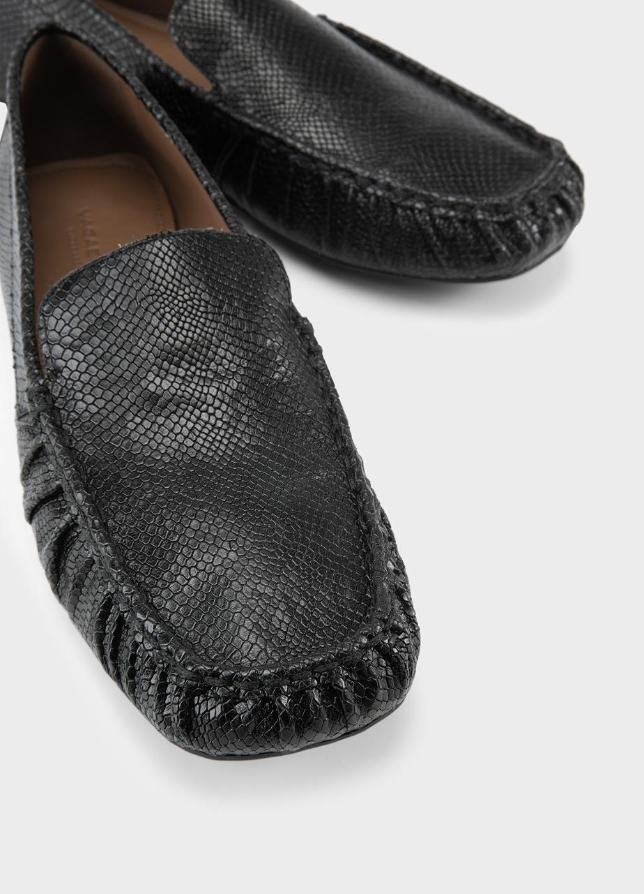 Mika mocasini Negru piele embosata