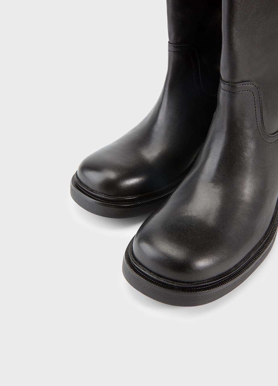 Karlie botas de cano alto Preto couro