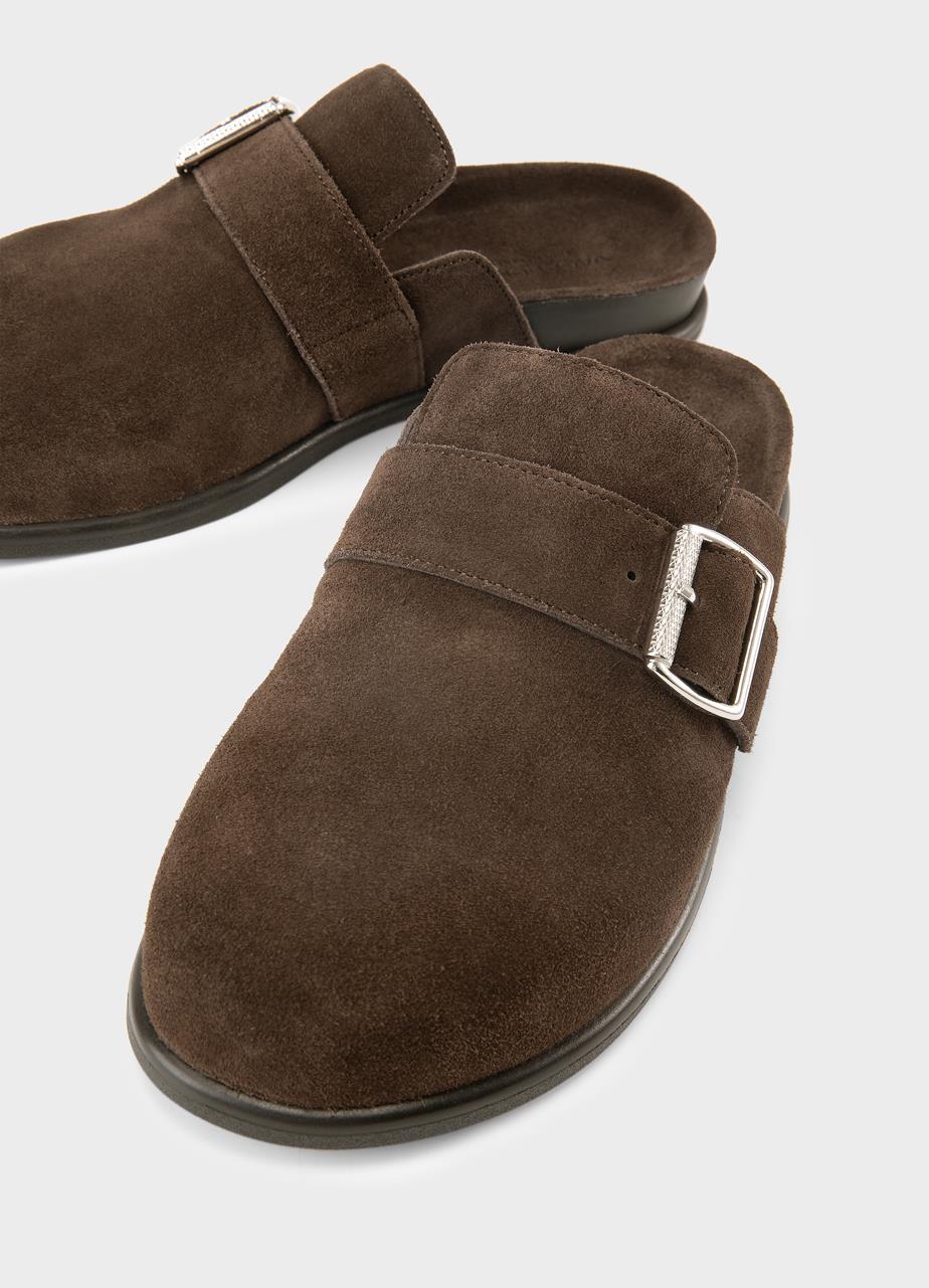 Effie mules Mørkebrun, Semsket Skinn