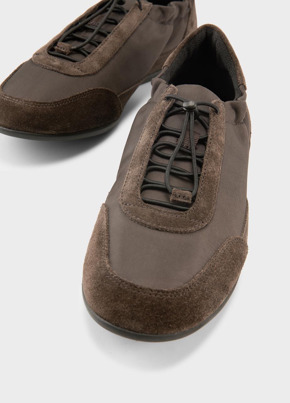 Hollie baskets Marron, Daim/Textile