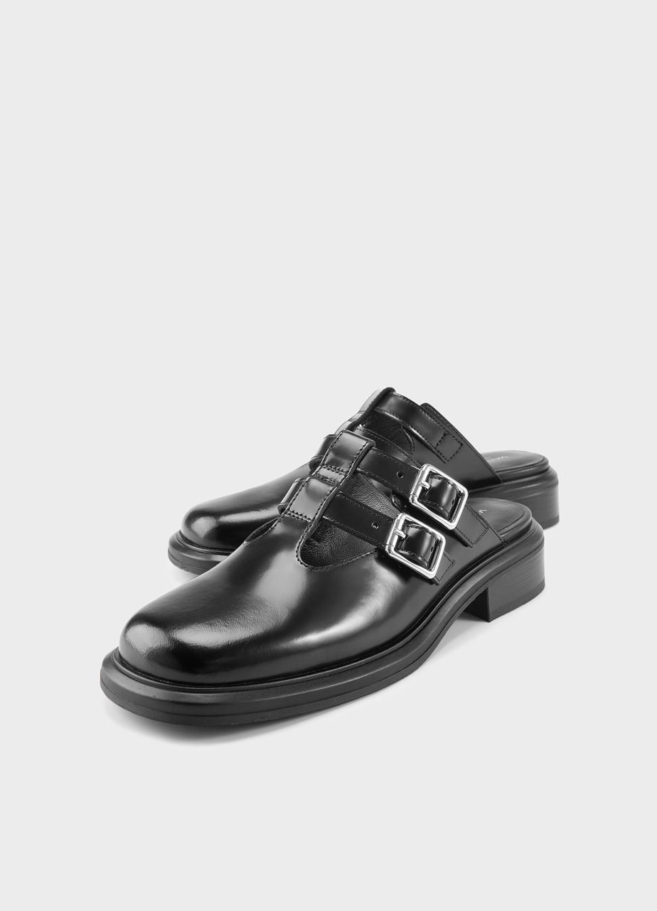 Ellis mules Schwarzes, Poliertes Leder