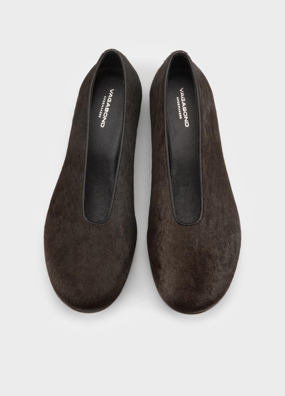 Aleya ballet flats Dark Brown, Hair-On-Leather