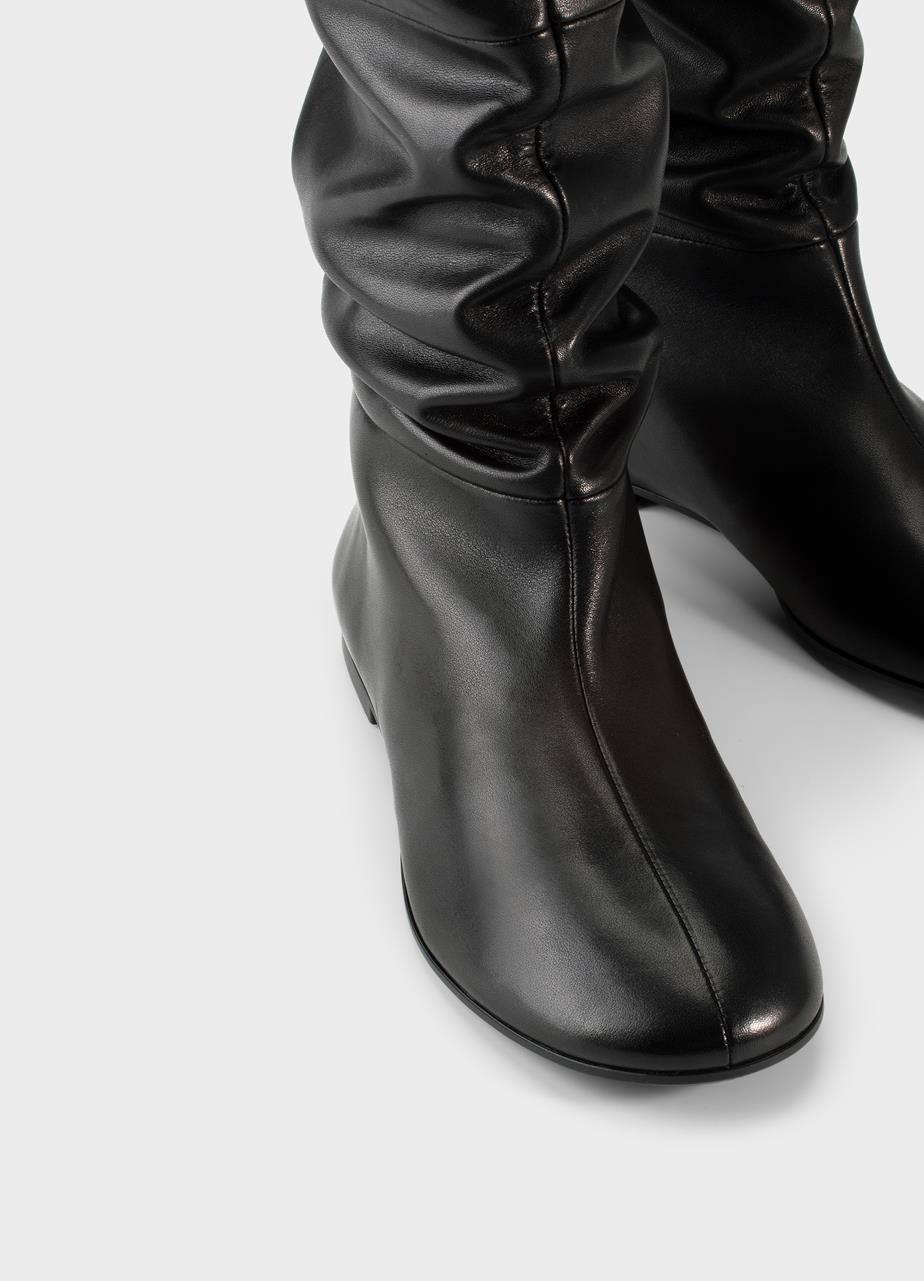 Aleya hosszú szárú csizma Fekete, Bőr