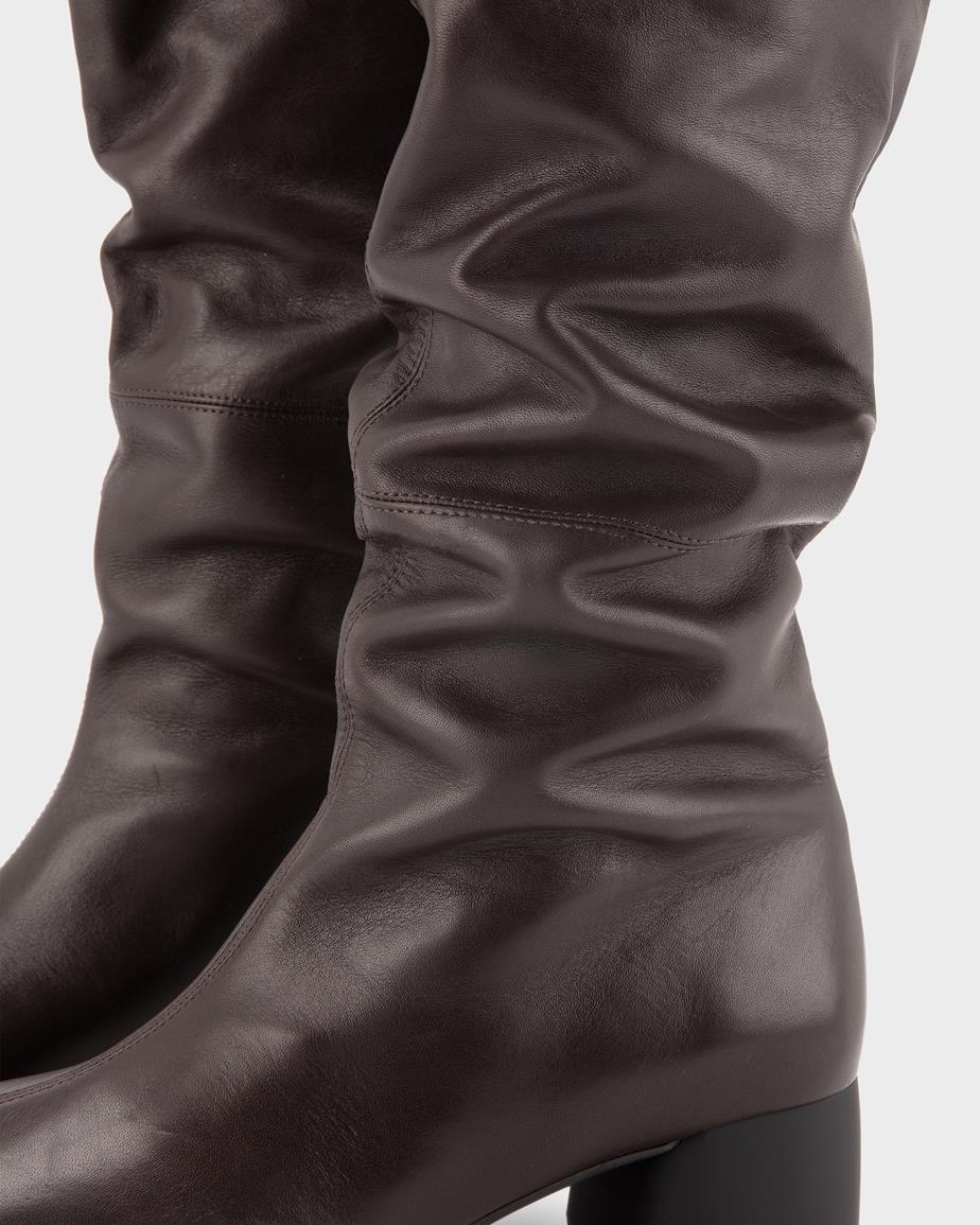 Livia bottes hautes Marron Foncé, Cuir