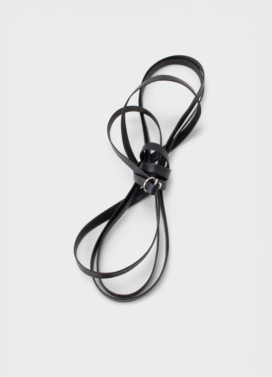 Ceinture double tour à boucle double anneau Noir cuir