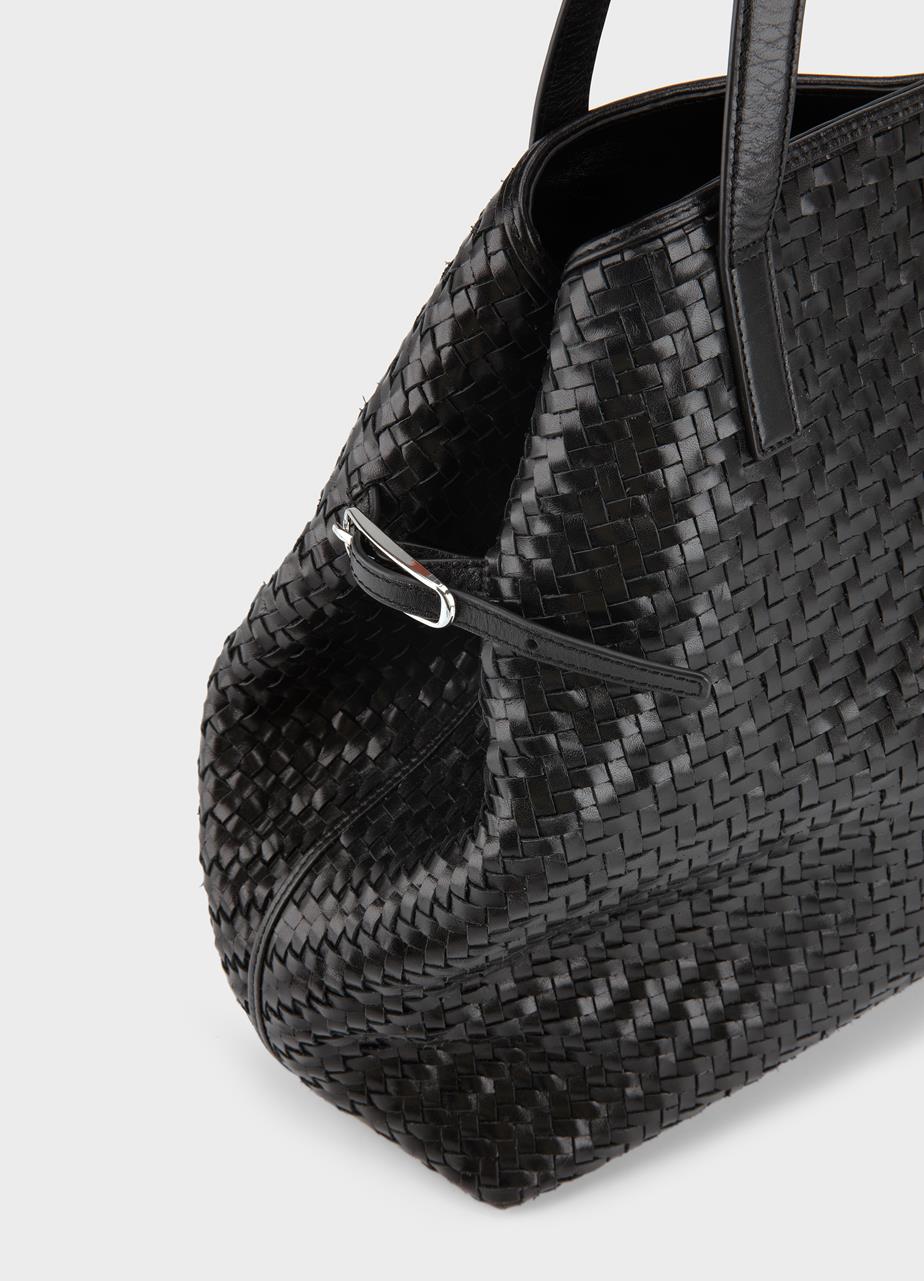 Cannes bag Black, Braided Leather