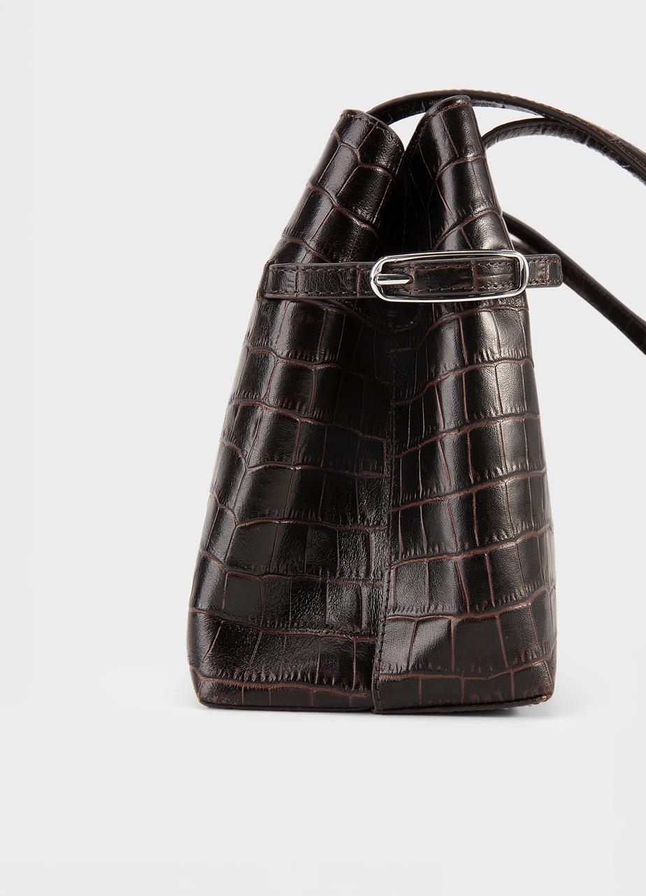 Cannes mini taske Brun, Præget Læder