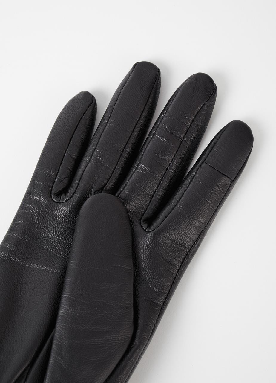 Long glove w Zwart leer