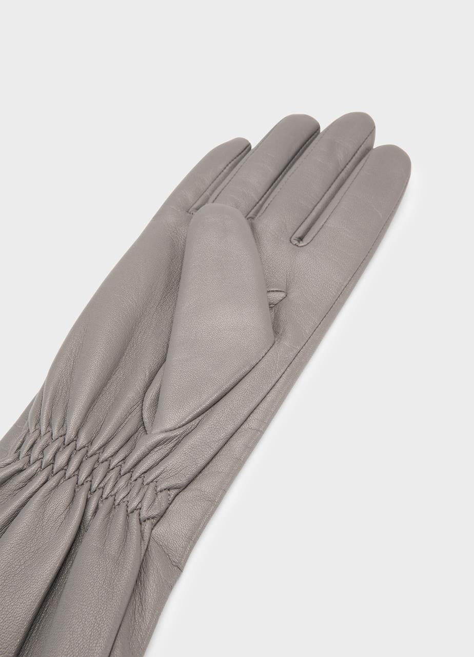 Extra long glove w Lysegrå, Læder