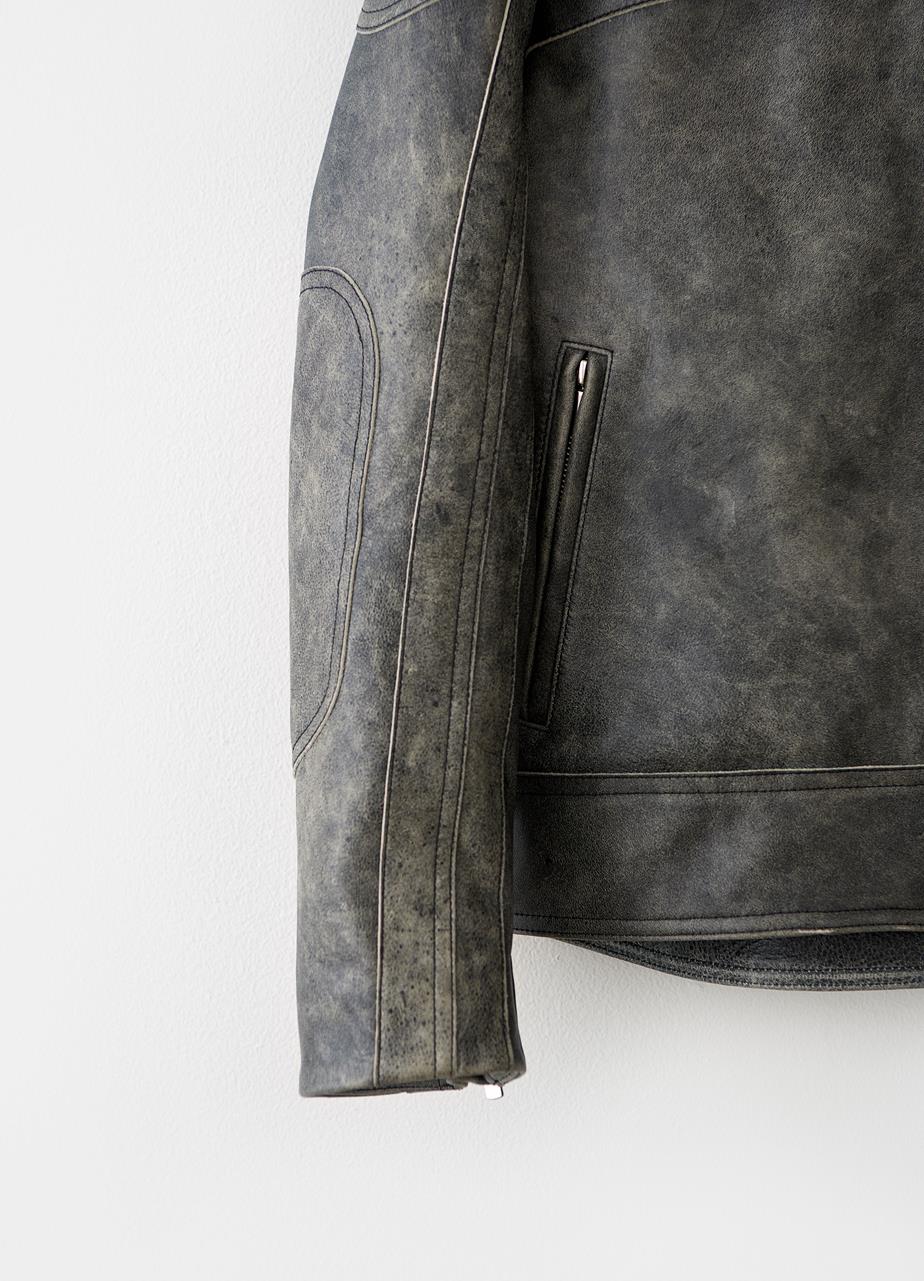 Moto jacket Gris Oscuro cuero con textura