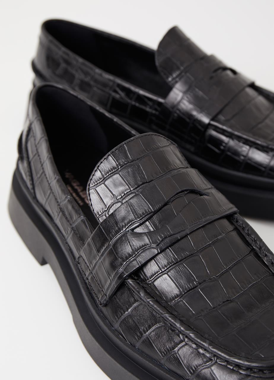 Mike loafer Black croc embossed leather
