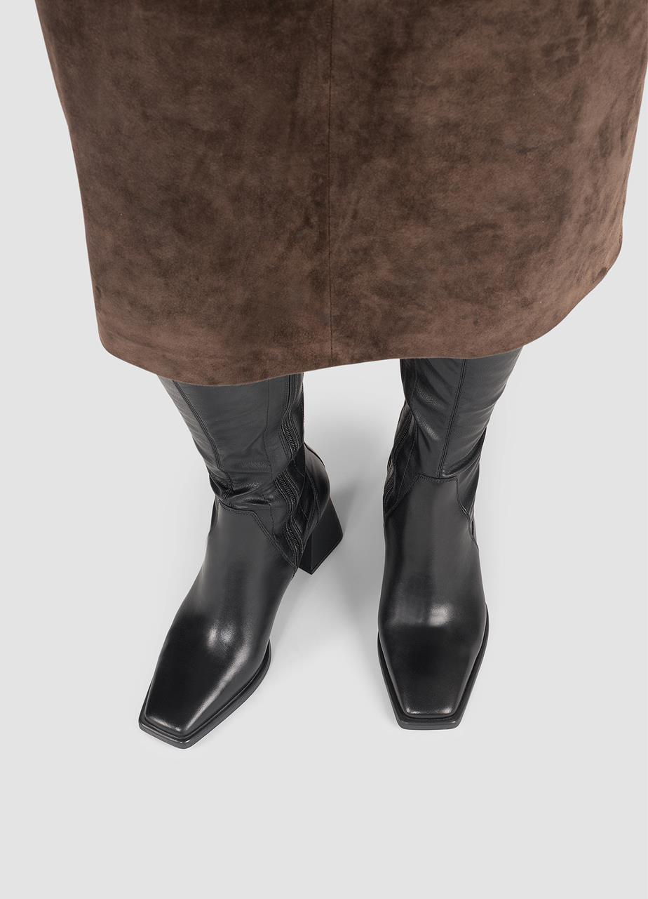 Hedda hohe stiefel SCHWARZES LEDER/KOMBINATION