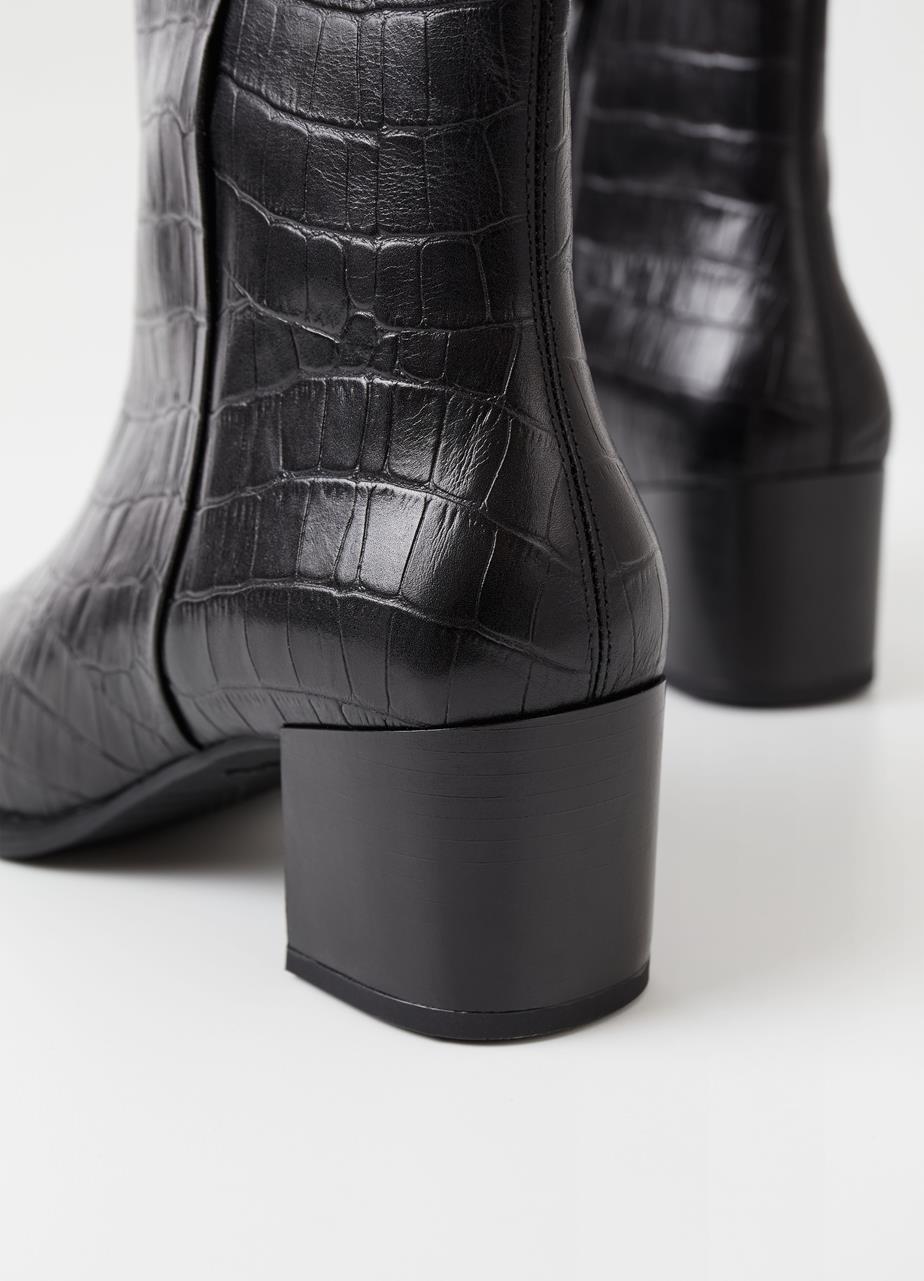 Giselle botas Negro cuero repujado