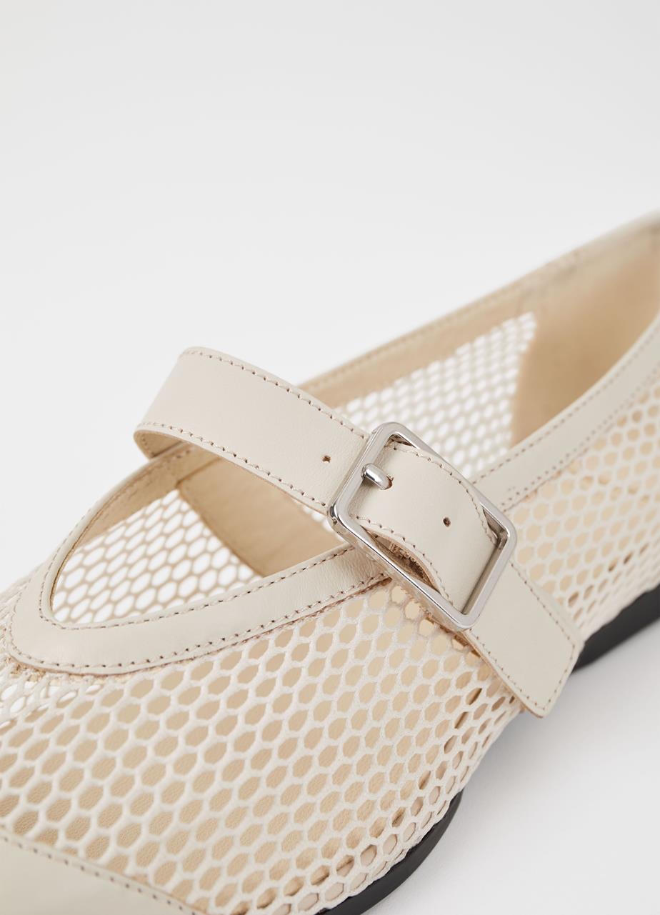 Wioletta zapatos Blanco Roto cuero/malla