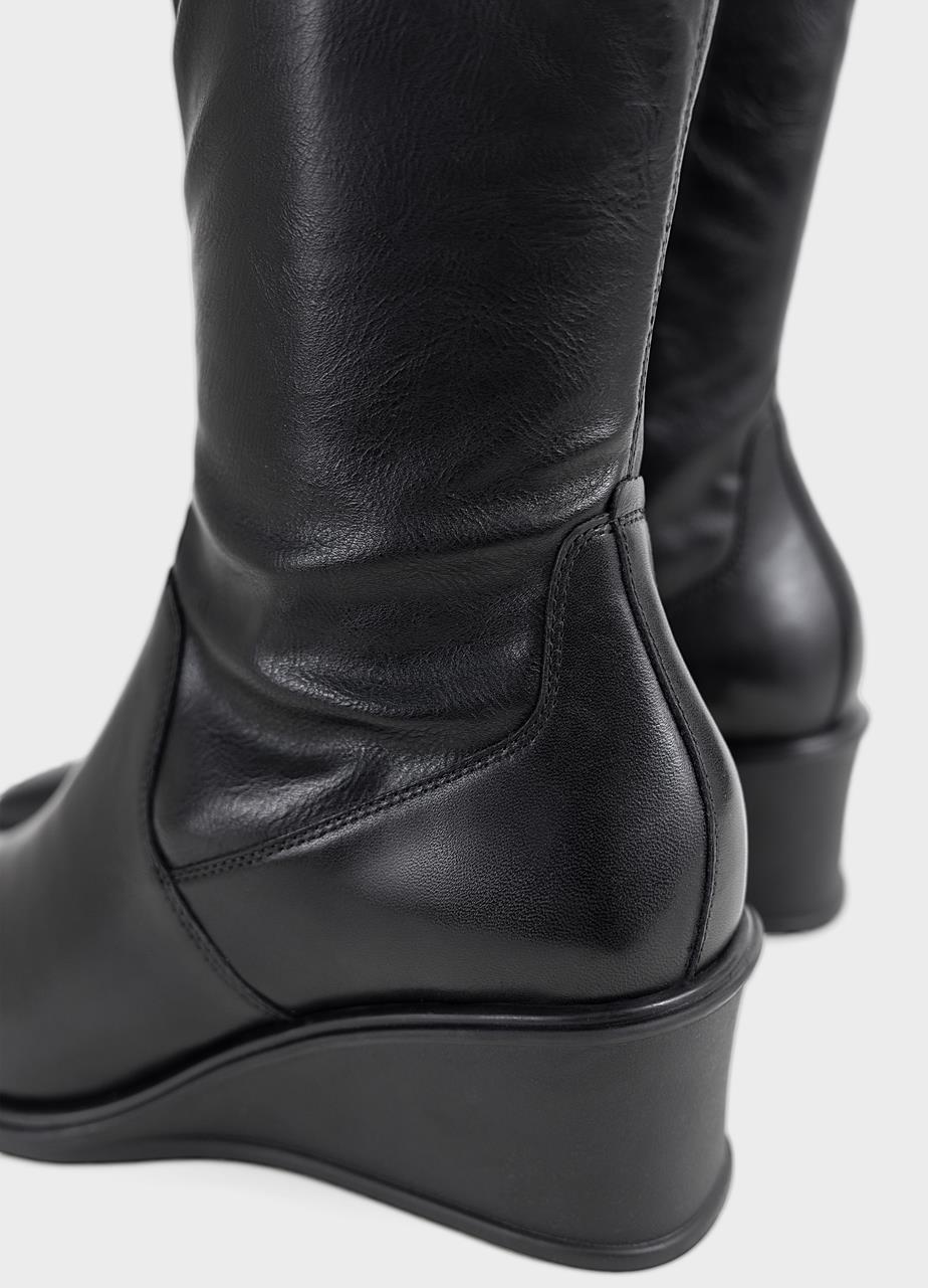 Aino stiefel Schwarzes leder/kombination