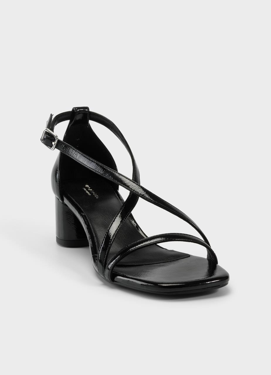 Piper sandales à talons Noir cuir verni