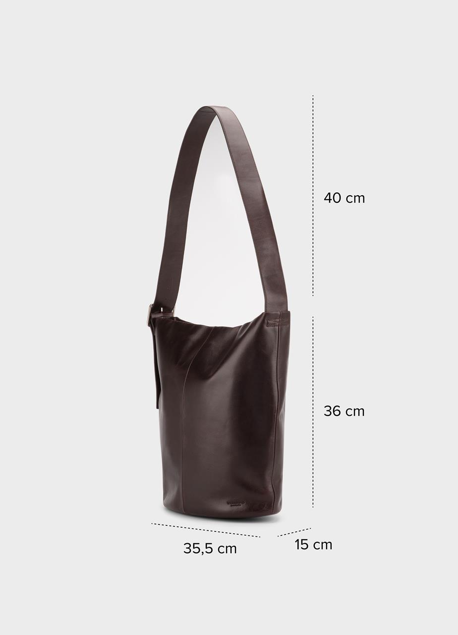 Stockholm väska Mörkbrun, Skinn