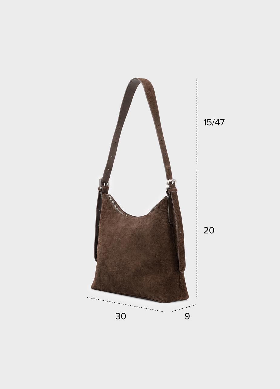 Bari tasche Dunkelbraun, Veloursleder