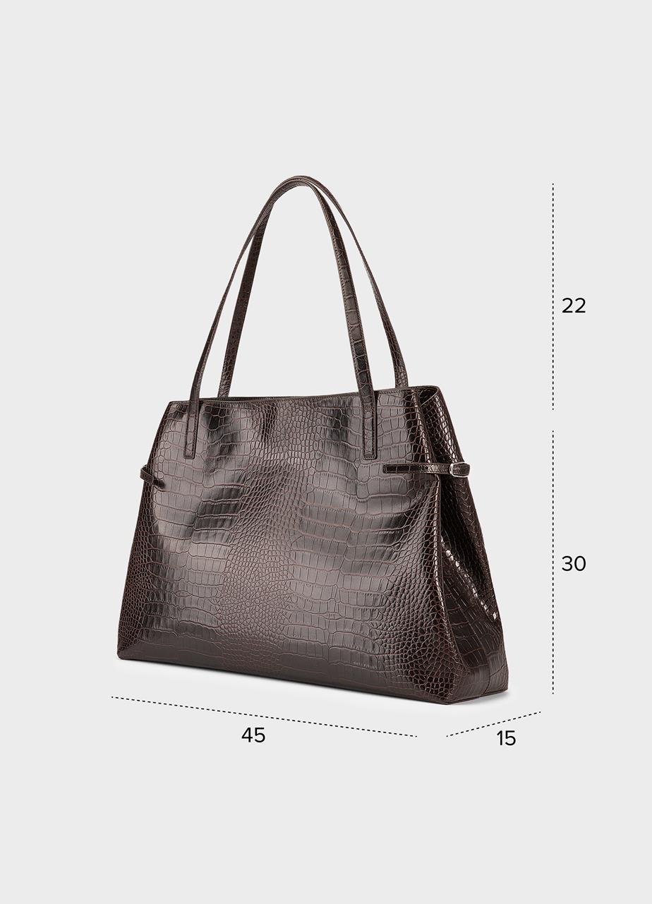 Cannes bag Brown, Embossed Leather