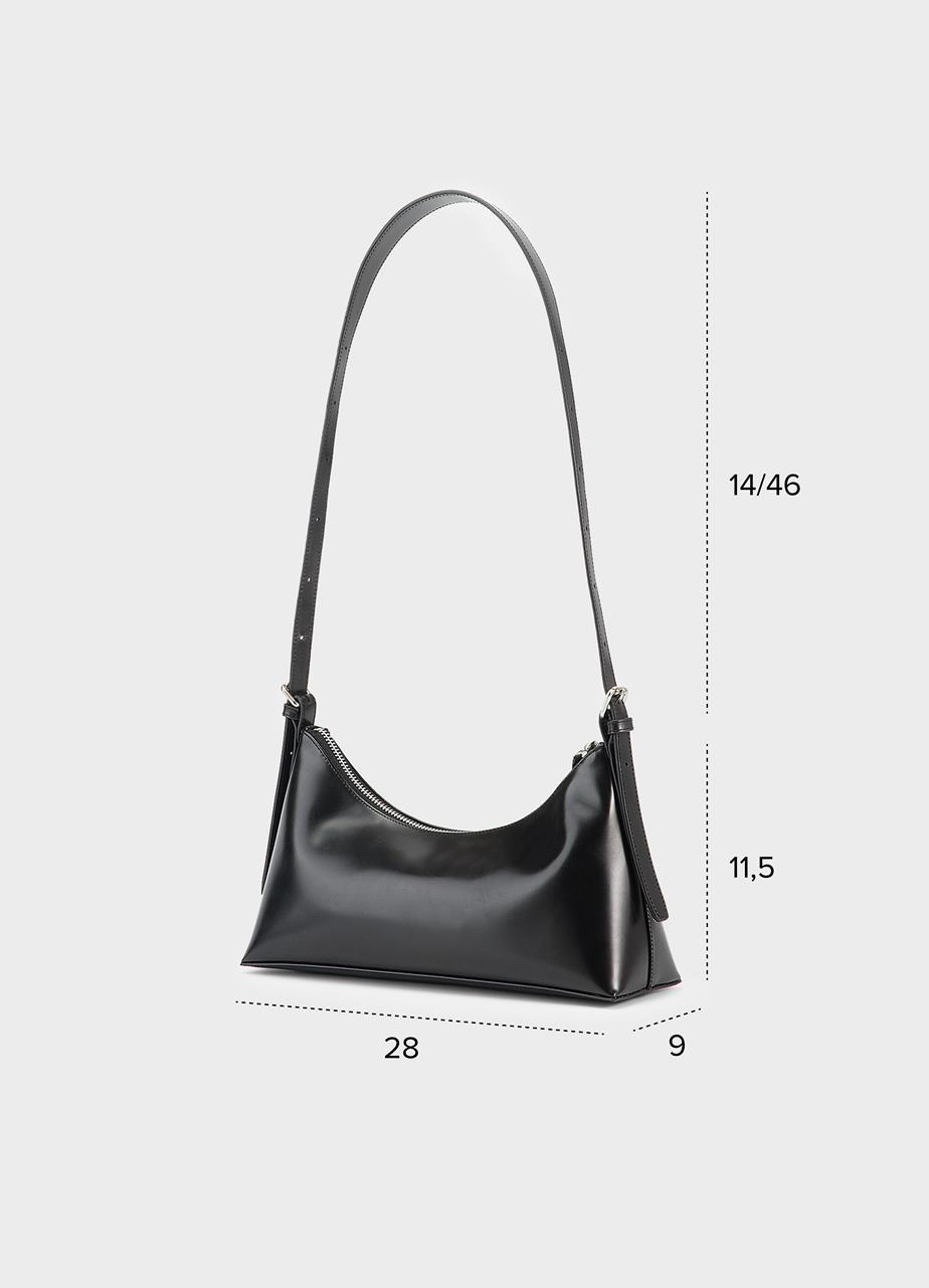 Bari mini tasche Schwarz, Poliertes Leder