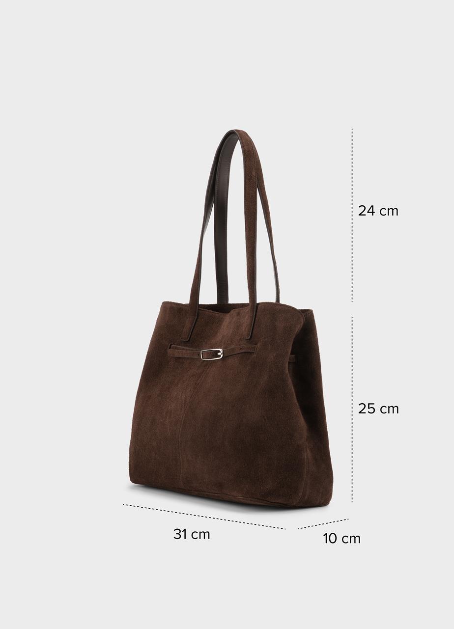 Cannes mid väska Mörkbrun, Mocka