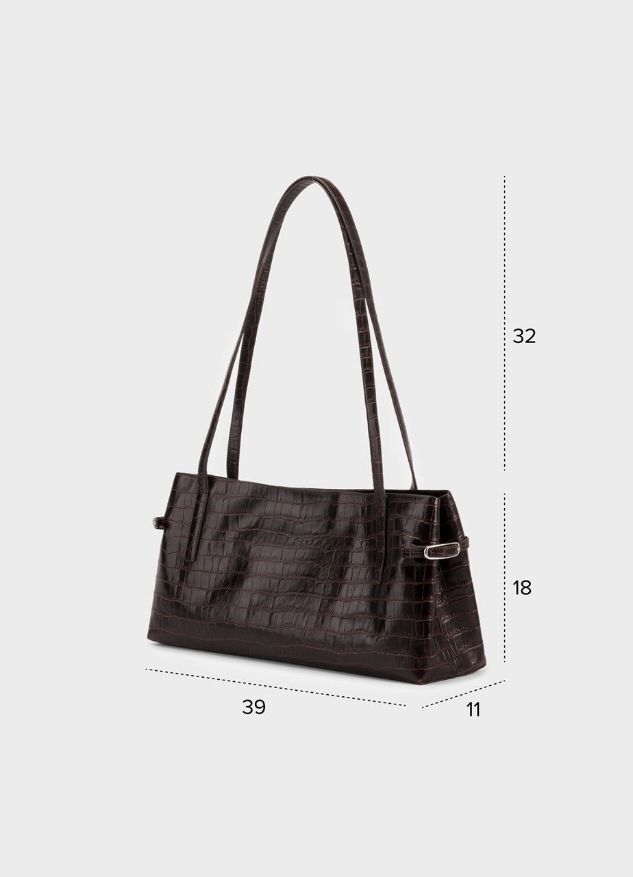 Cannes mini taske Brun, Præget Læder