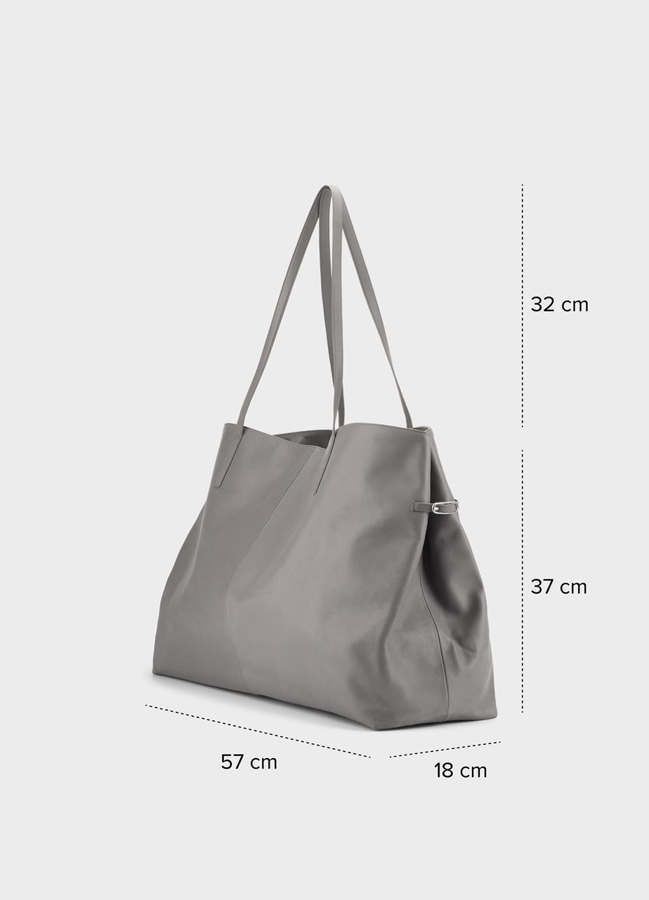 Cannes maxi tasche Hellgrau, Leder