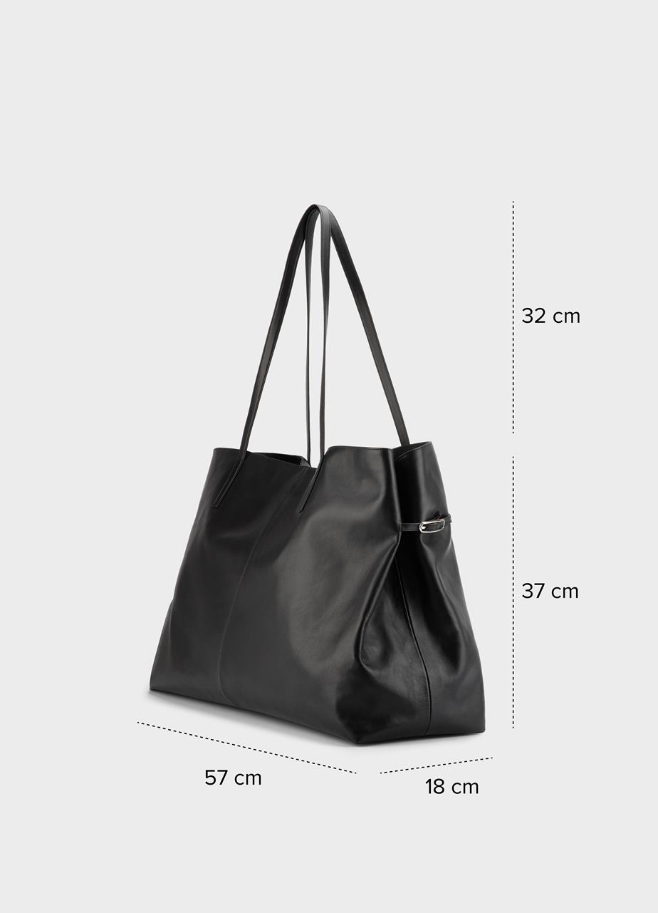 Cannes maxi tasche Schwarz, Leder