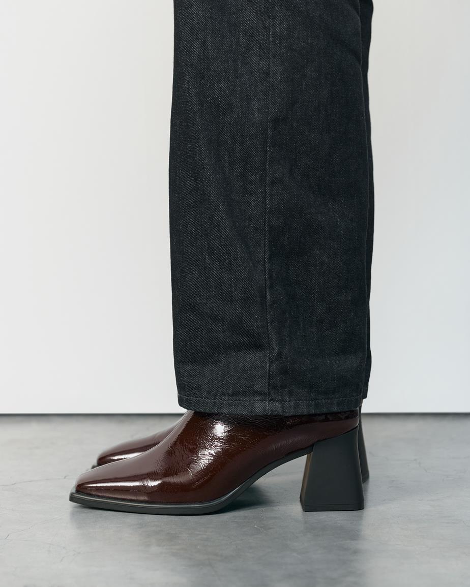 Hedda ankle boots Dark Brown, Patent Leather