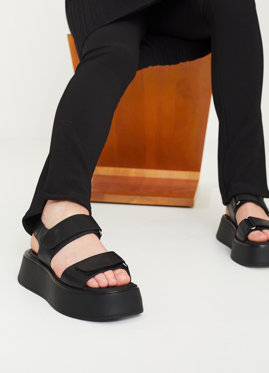 Courtney sandaler Sort læder