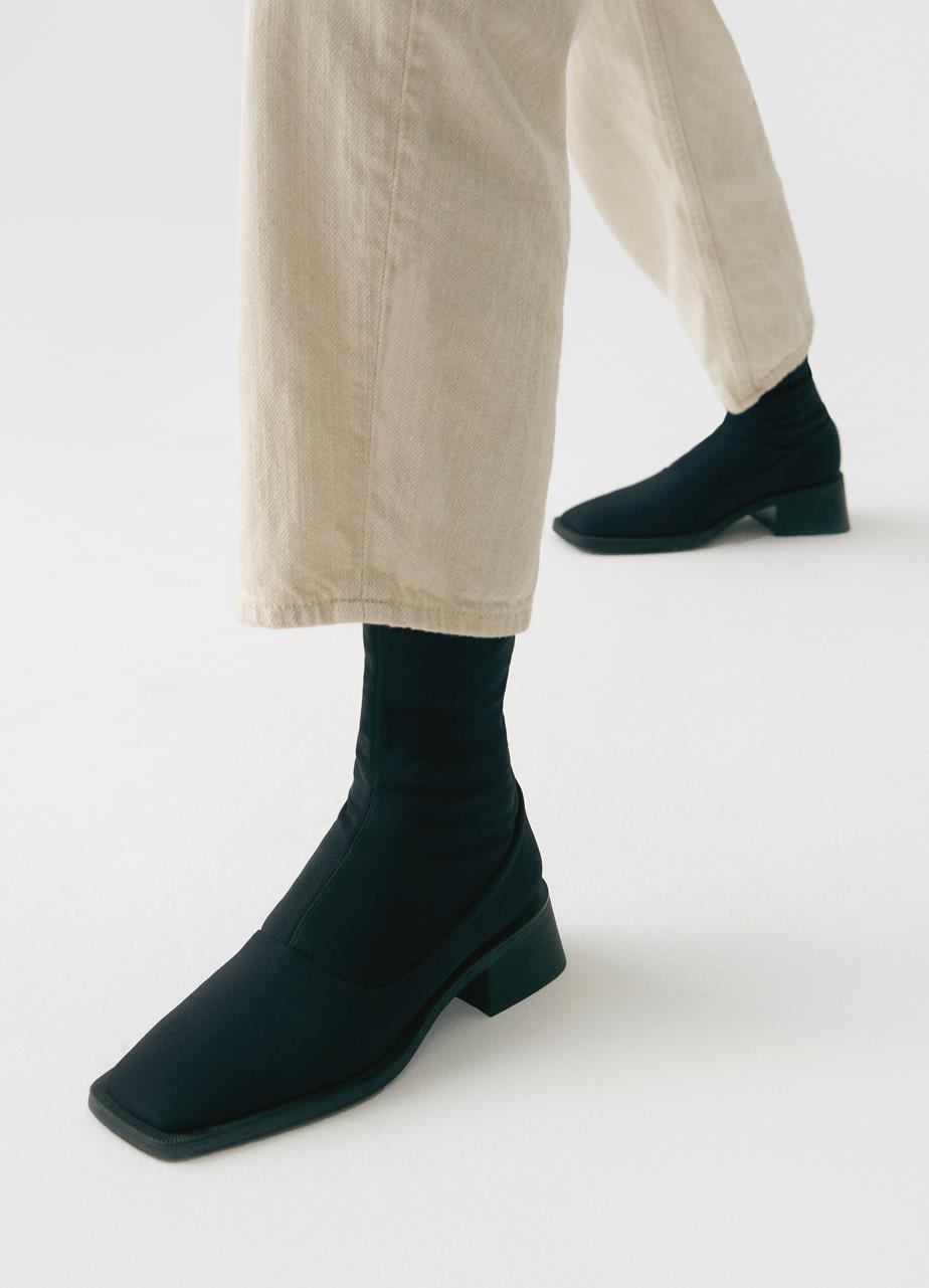 Blanca botas Negro textil stretch