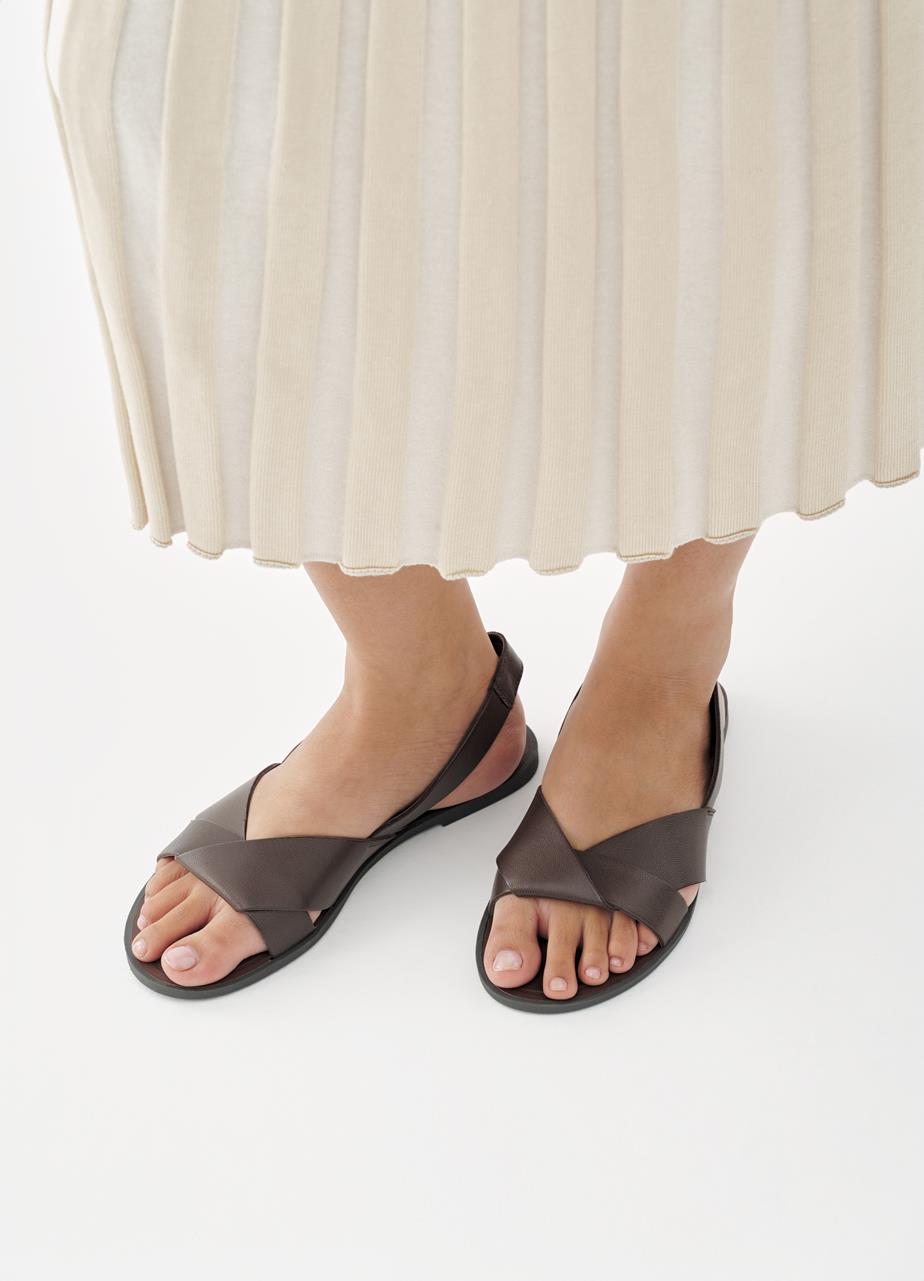 Tia 2.0 sandalen Dunkelbraun, Leder