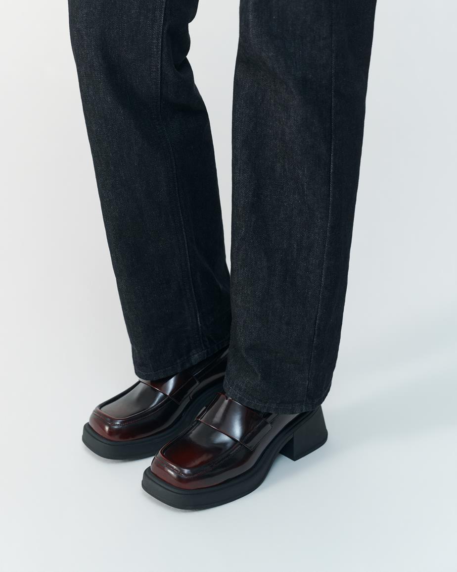 Dorah loafers Tmavočervená, Leštená Koža