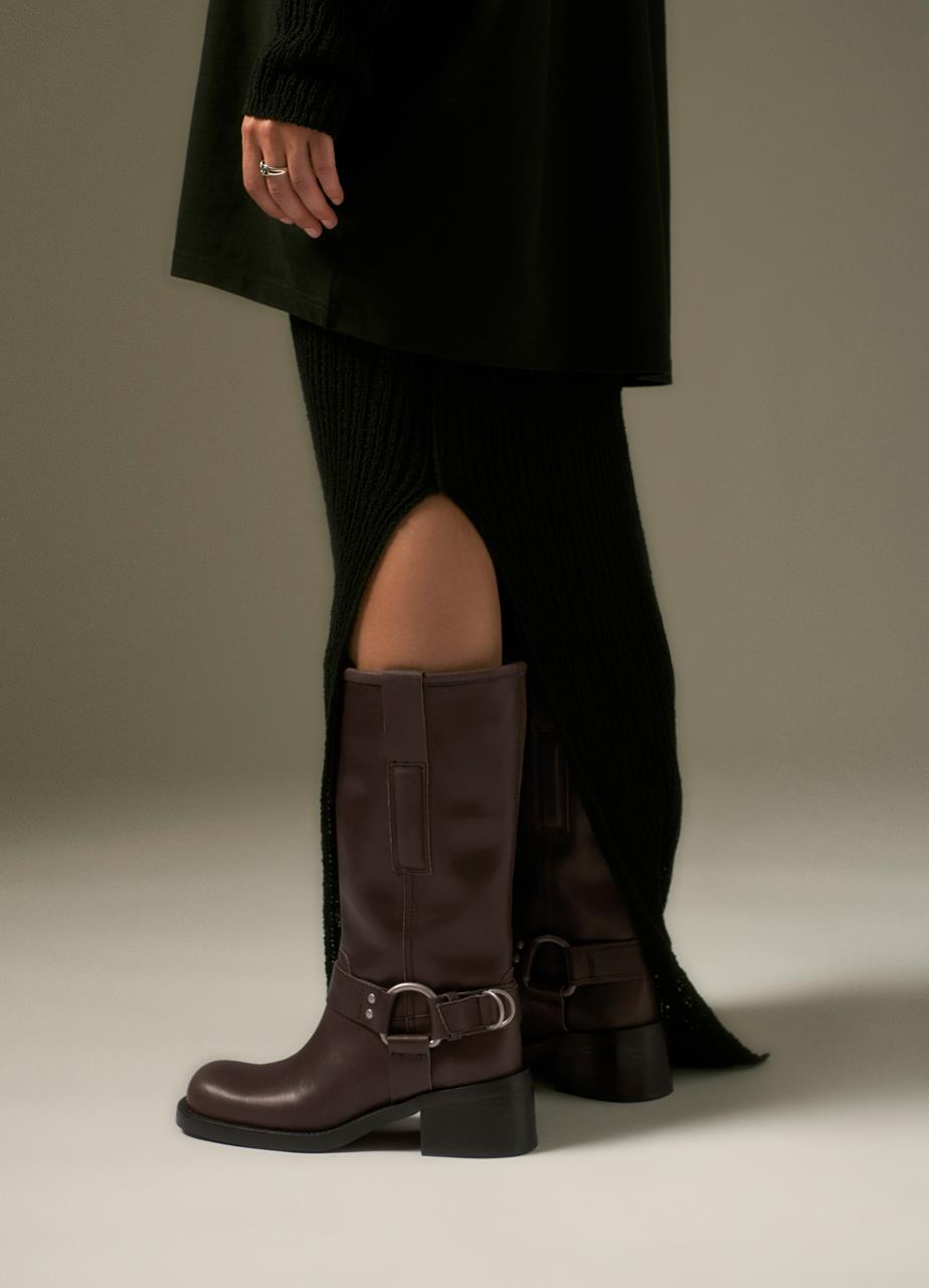 Nour bottes hautes Marron cuir