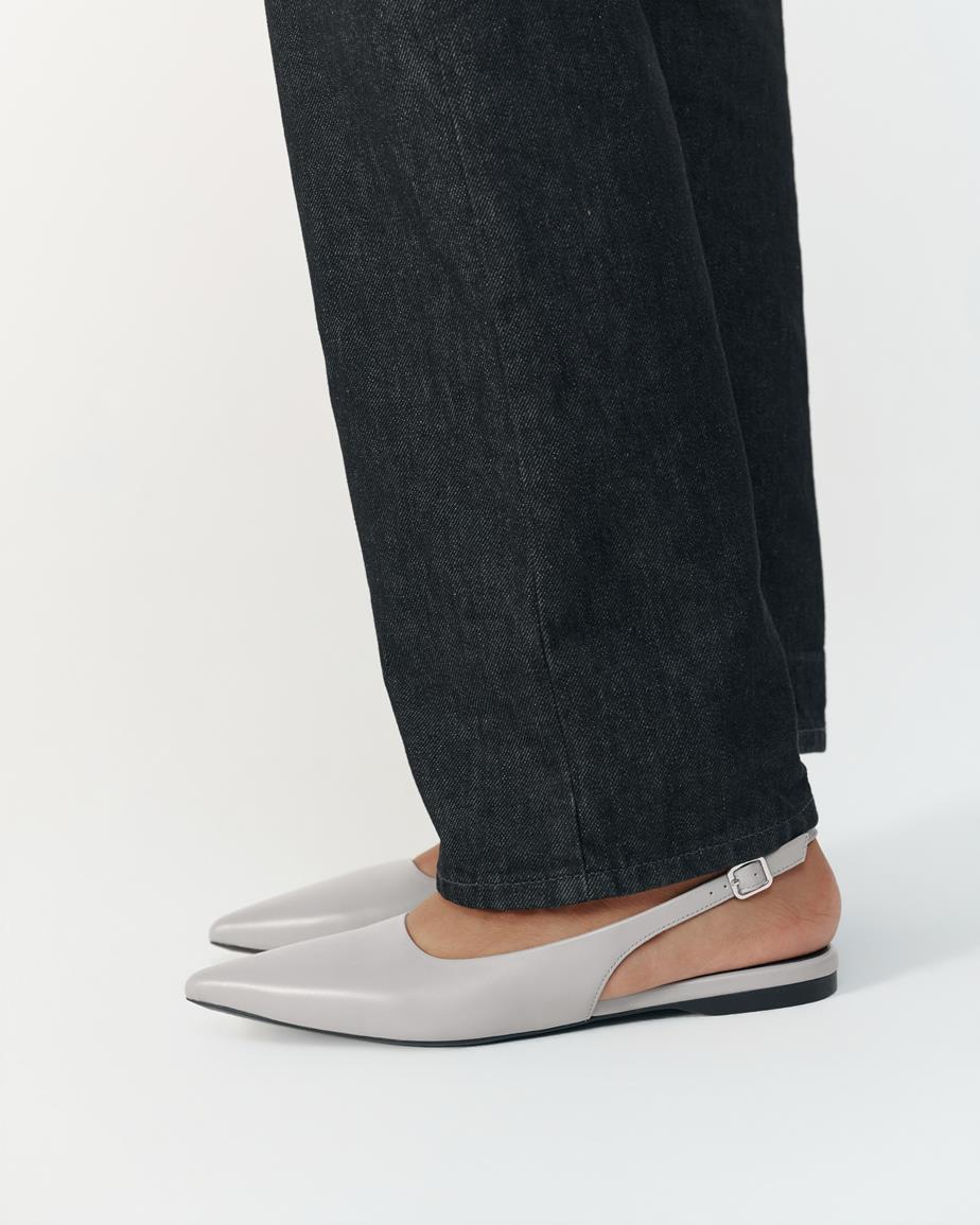 Hermine ballerine Grigio, Pelle