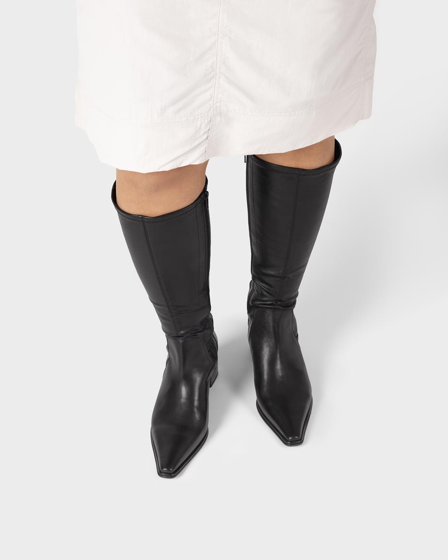 Giselle hohe stiefel Schwarzes, Leder/Kombination