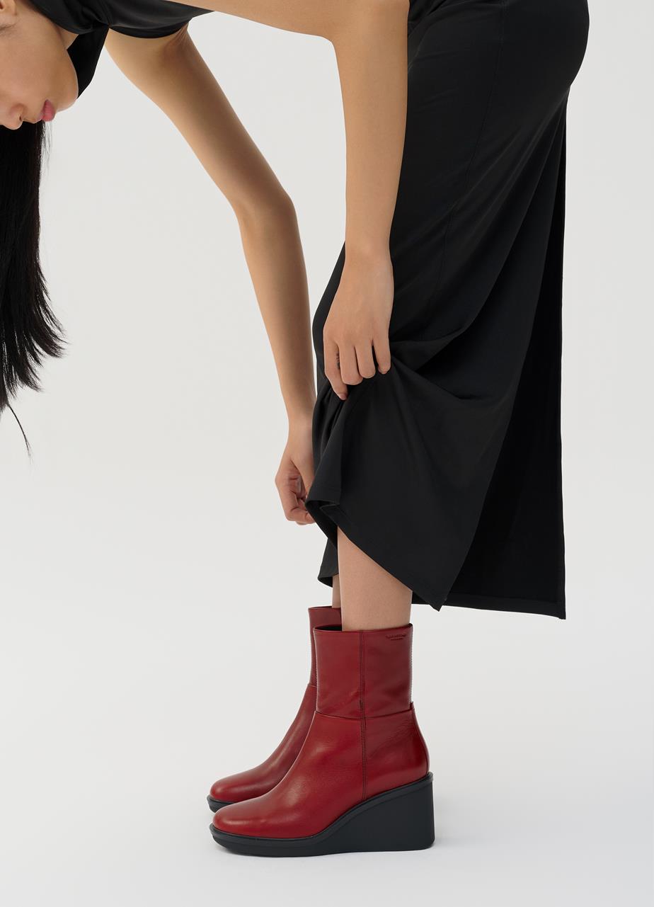 Deena botas Rojo Oscuro cuero