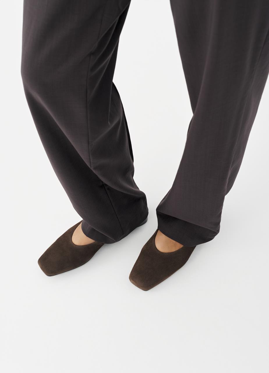 Delia ballet flats Dark Brown, Suede