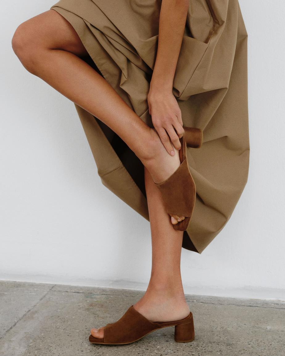 Piper mules Marron, Daim