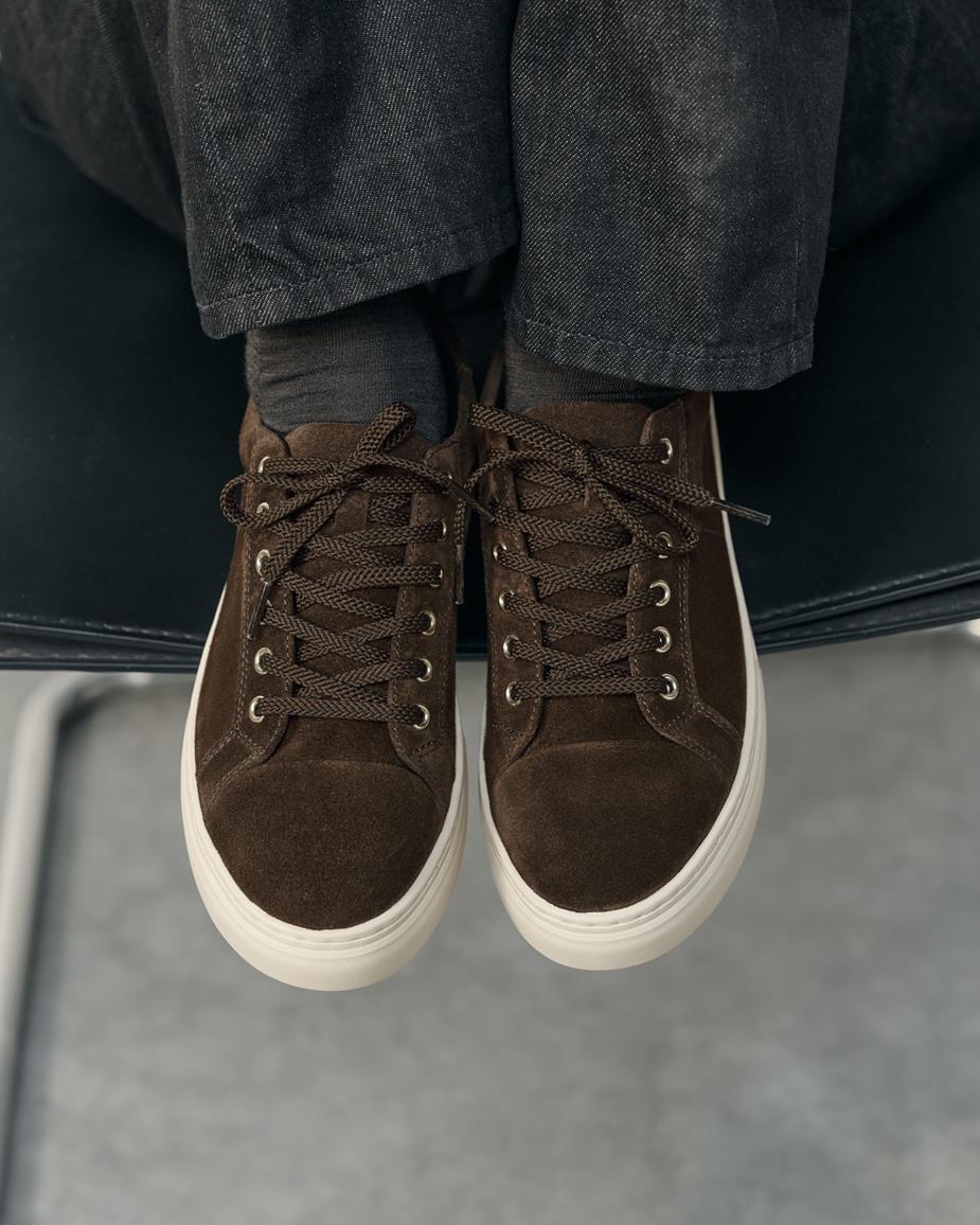 Zoe platform sneakers Dark Brown, Suede