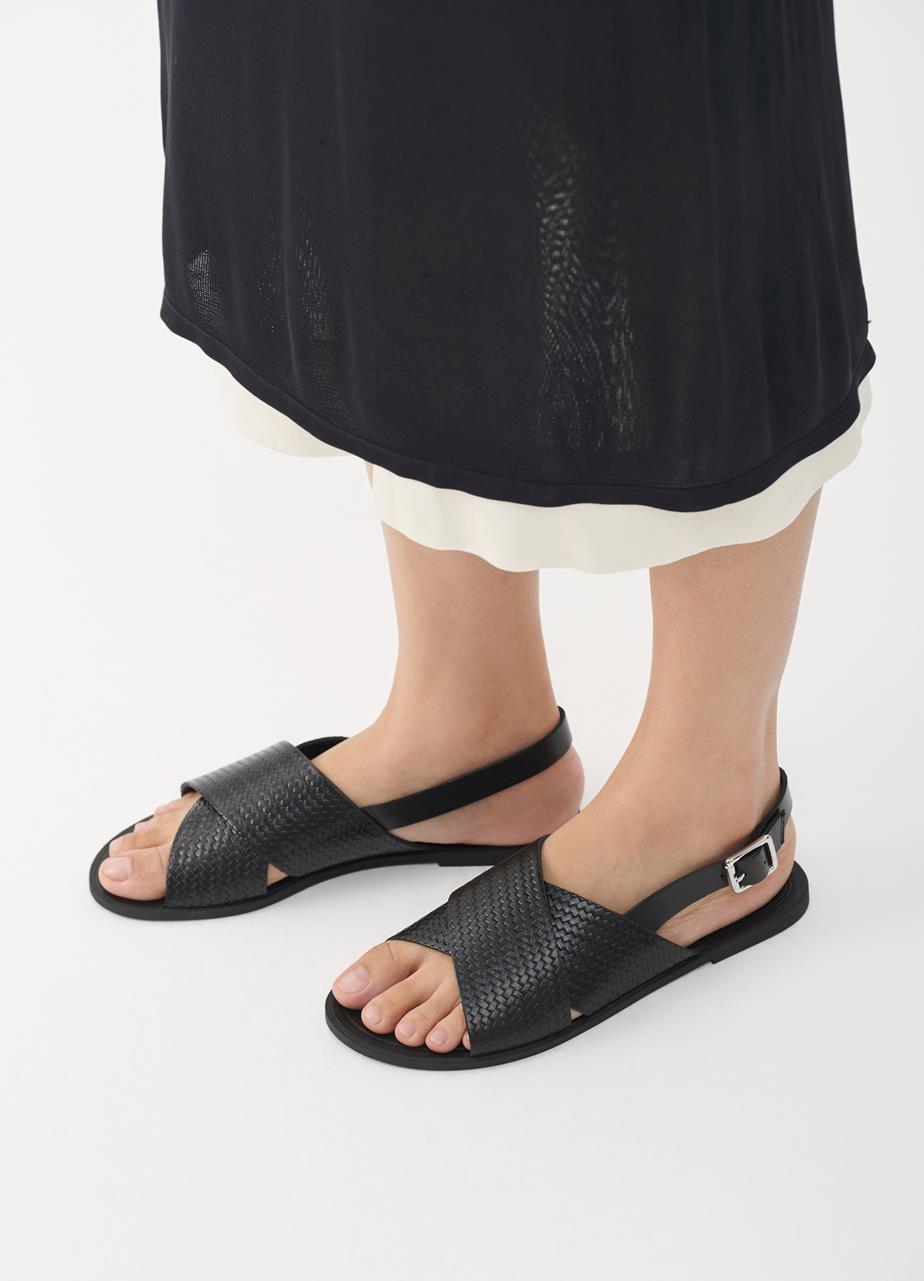 Tia 2.0 sandales Noir cuir embossé