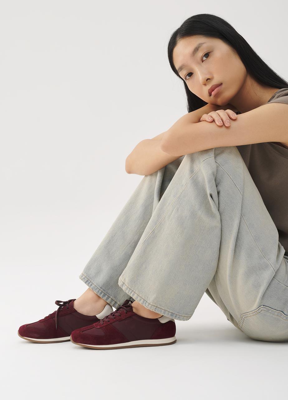 Yasmin sneakers  Mørkerød skinn/tekstil