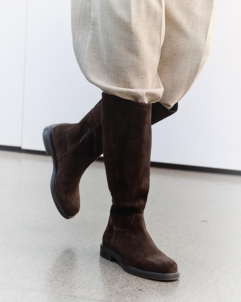 Freya tall boots Dark Brown, Suede