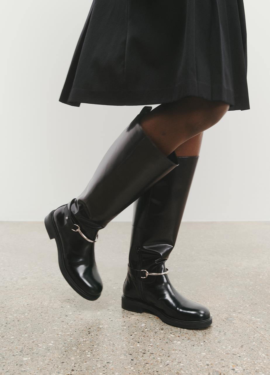 Freya bottes hautes Noir cuir glacé