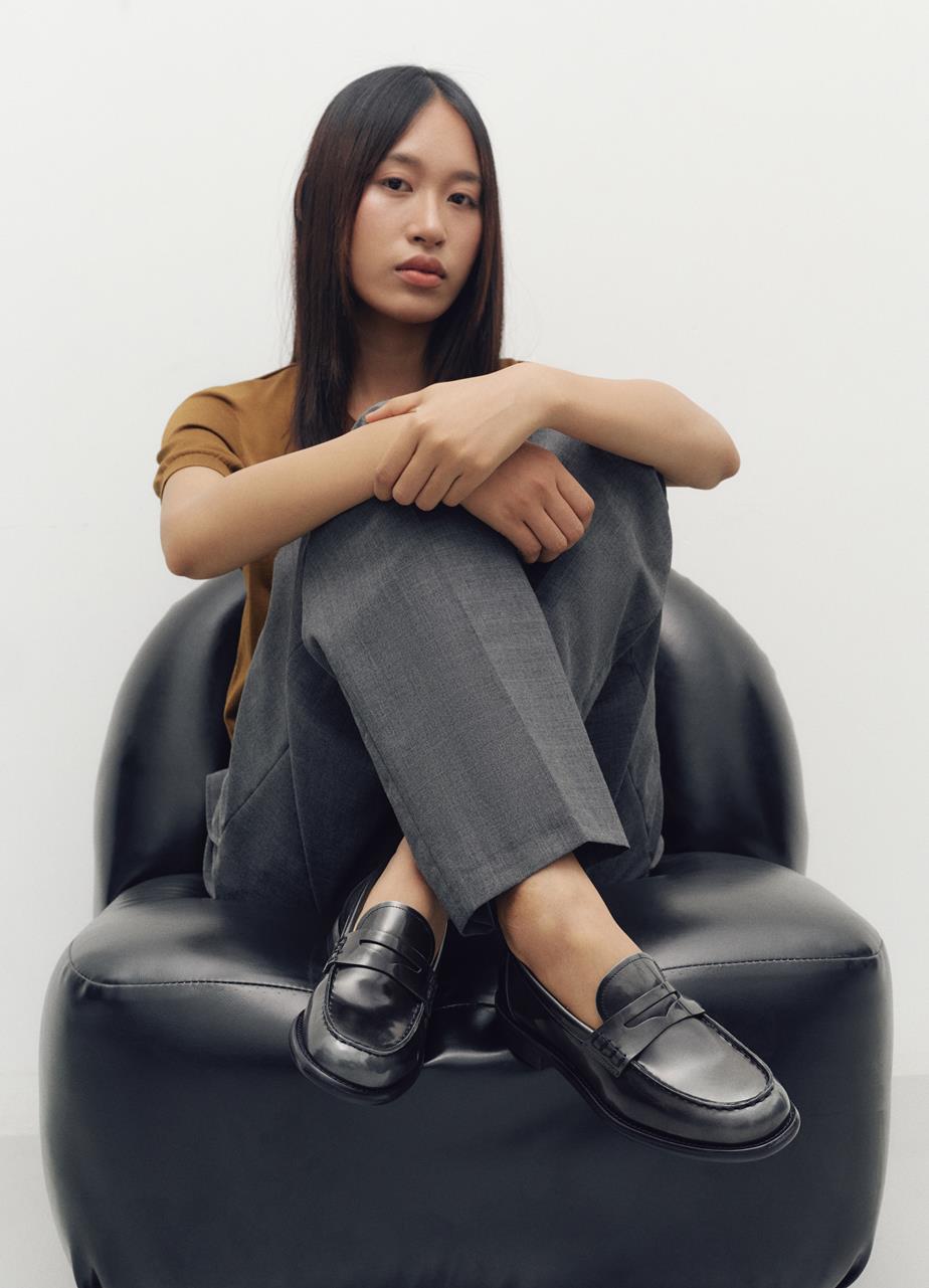 Linn mocassini Grigio Scuro pelle lucida