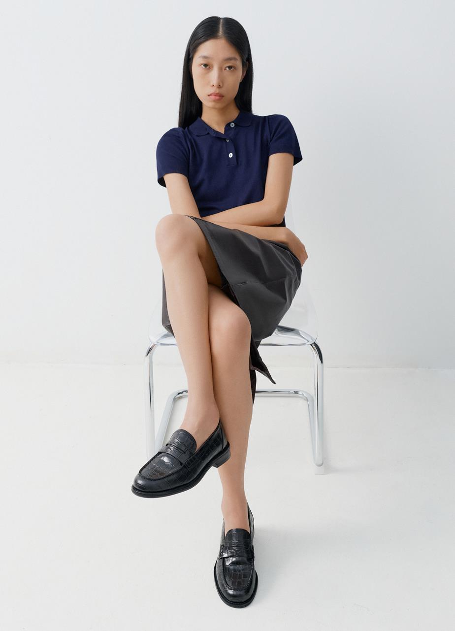 Linn loafers Black, Embossed Leather